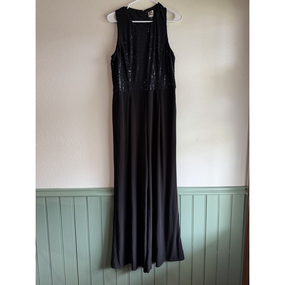 Anne Klein Women's Black High Cowlneck‎ Sleeveless Jumpsuit Size 12